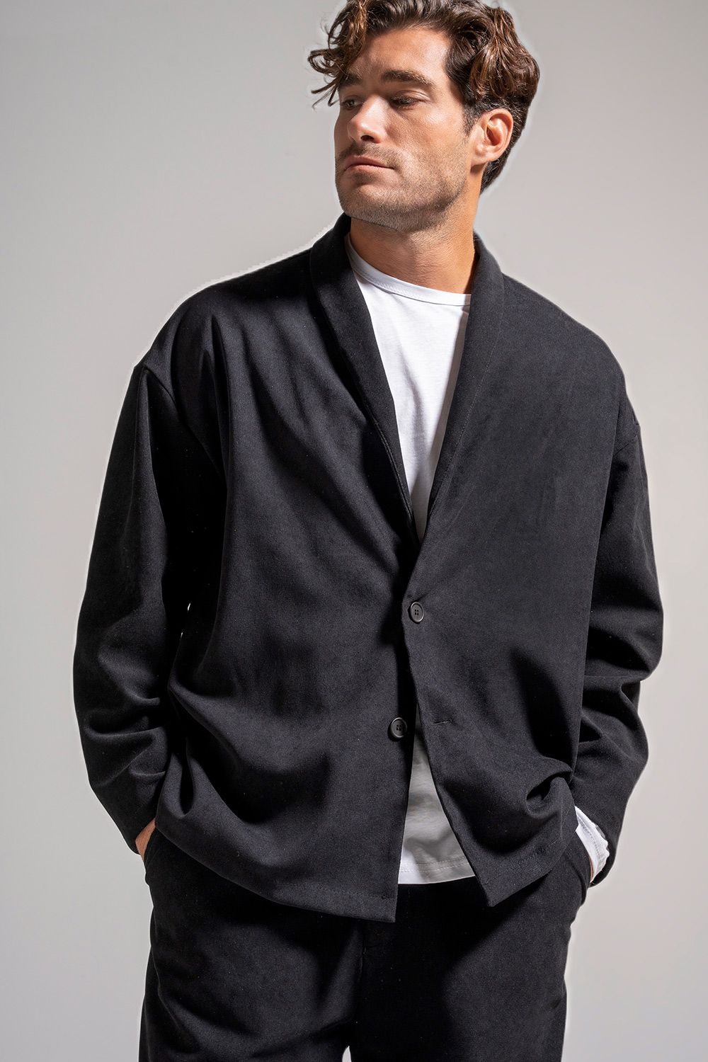 Σακάκι με μαλακό ύφασμα σε σουέντ υφή