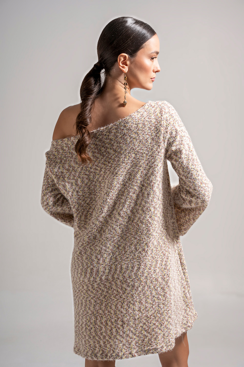 Φόρεμα σε άλφα γραμμή χνουδωτό πλεκτό - Image 5