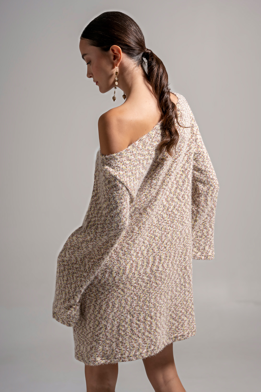 Φόρεμα σε άλφα γραμμή χνουδωτό πλεκτό - Image 6