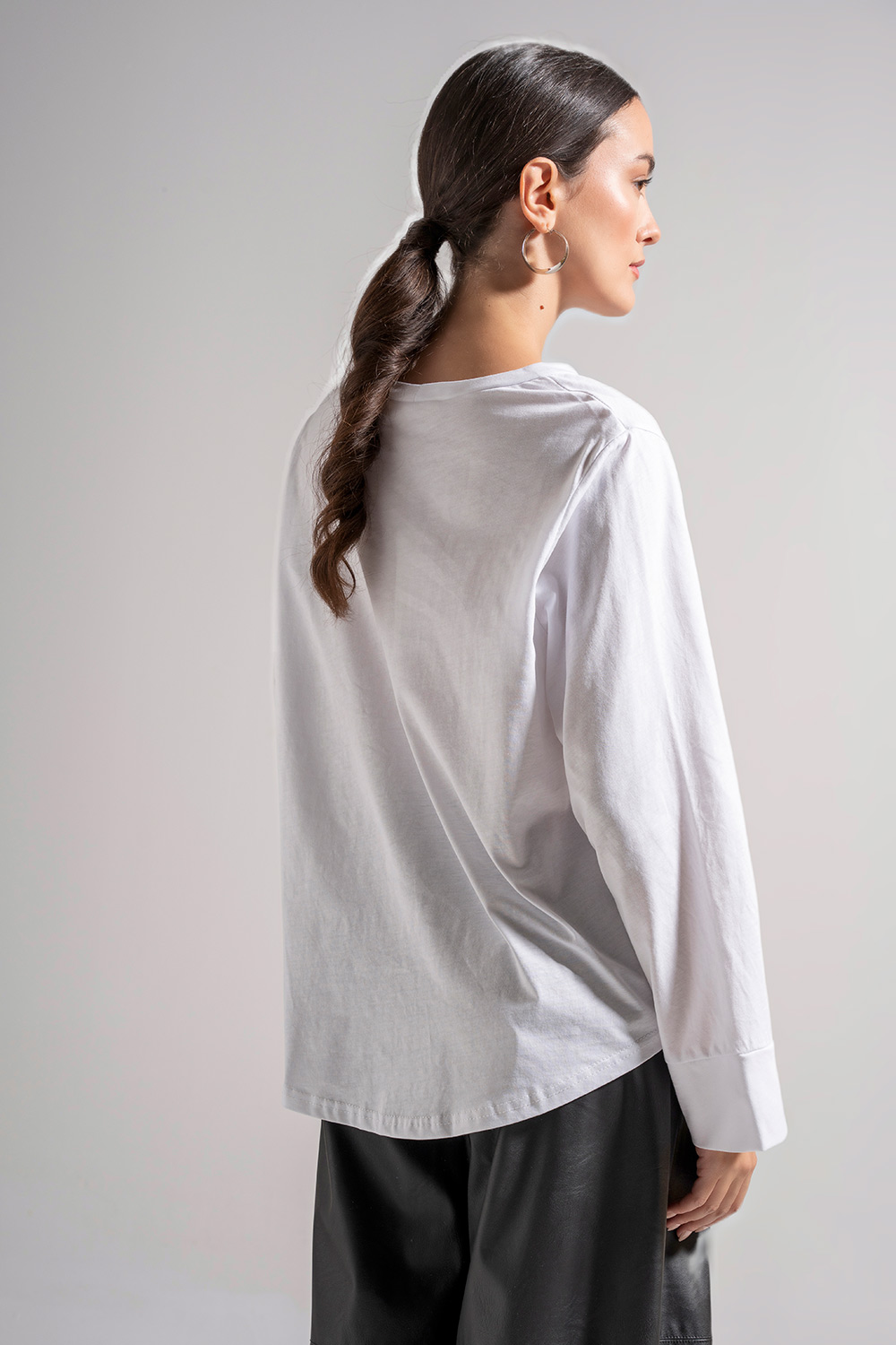 Μπλούζα βαμβακερή με λάστιχο στη μέση - Image 3