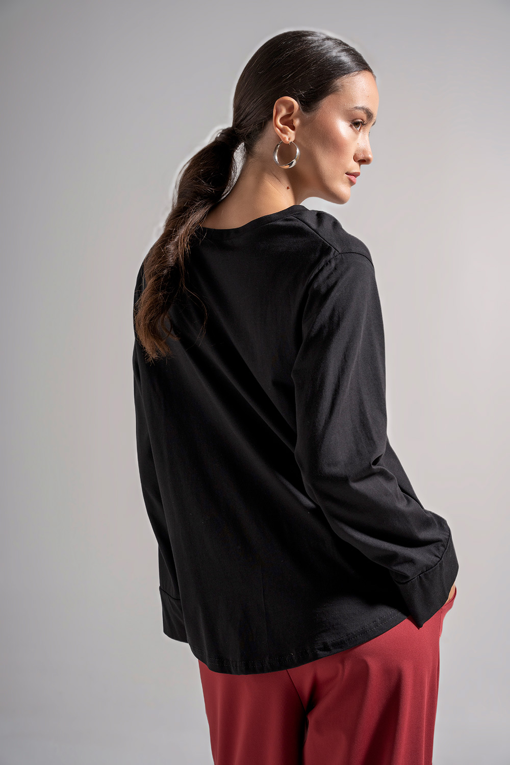 Μπλούζα βαμβακερή με λάστιχο στη μέση - Image 6