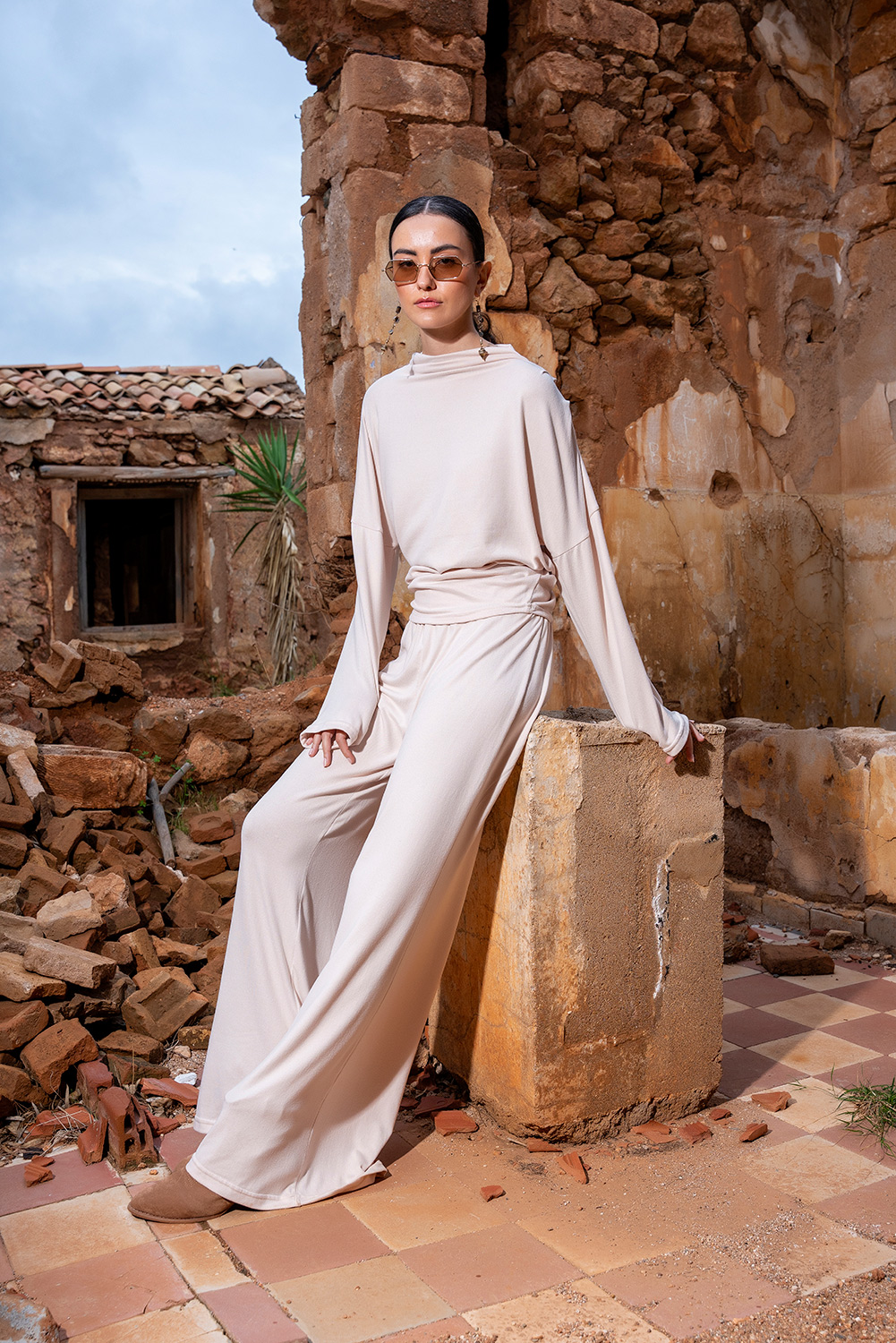 Παντελόνα με απαλή πλεκτή υφή