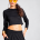 Μπλούζα crop με μακρύ μανίκι suede