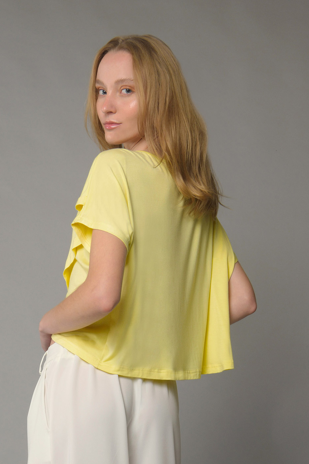 Μπλούζα ασύμμετρη cross με κοντό μανίκι - Image 3