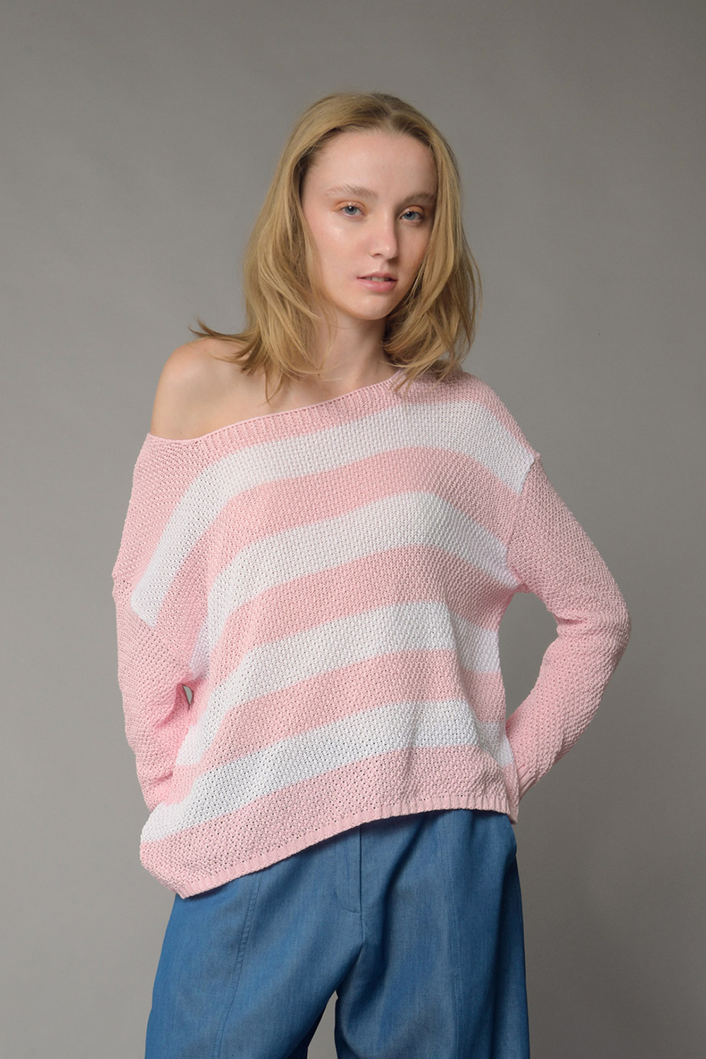 Πουλόβερ πλεκτό με ρίγες