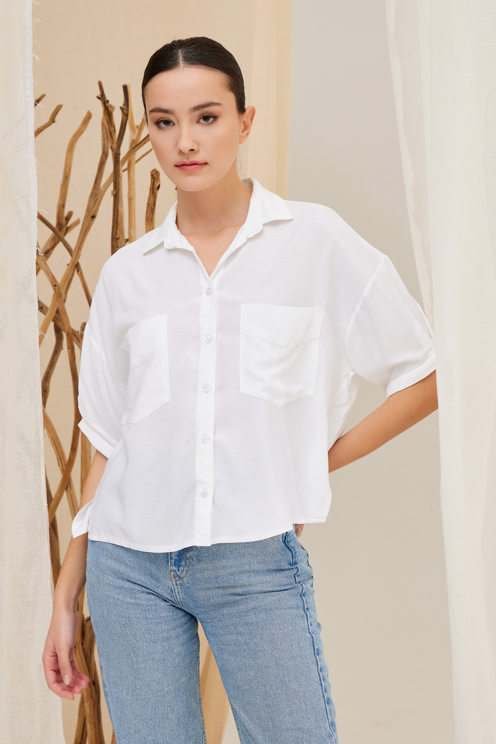 Πουκάμισο με κουμπιά και κοντό μανίκι loose fit - Image 5