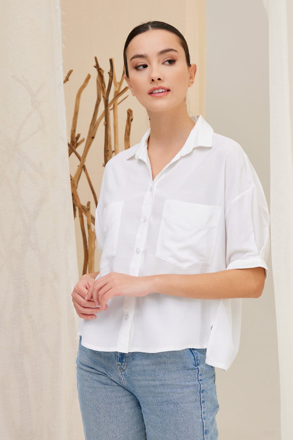 Πουκάμισο με κουμπιά και κοντό μανίκι loose fit - Image 6