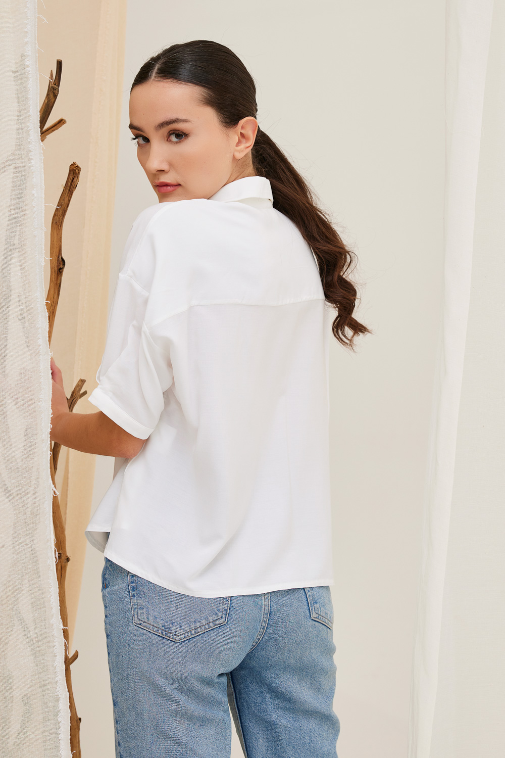 Πουκάμισο με κουμπιά και κοντό μανίκι loose fit - Image 4