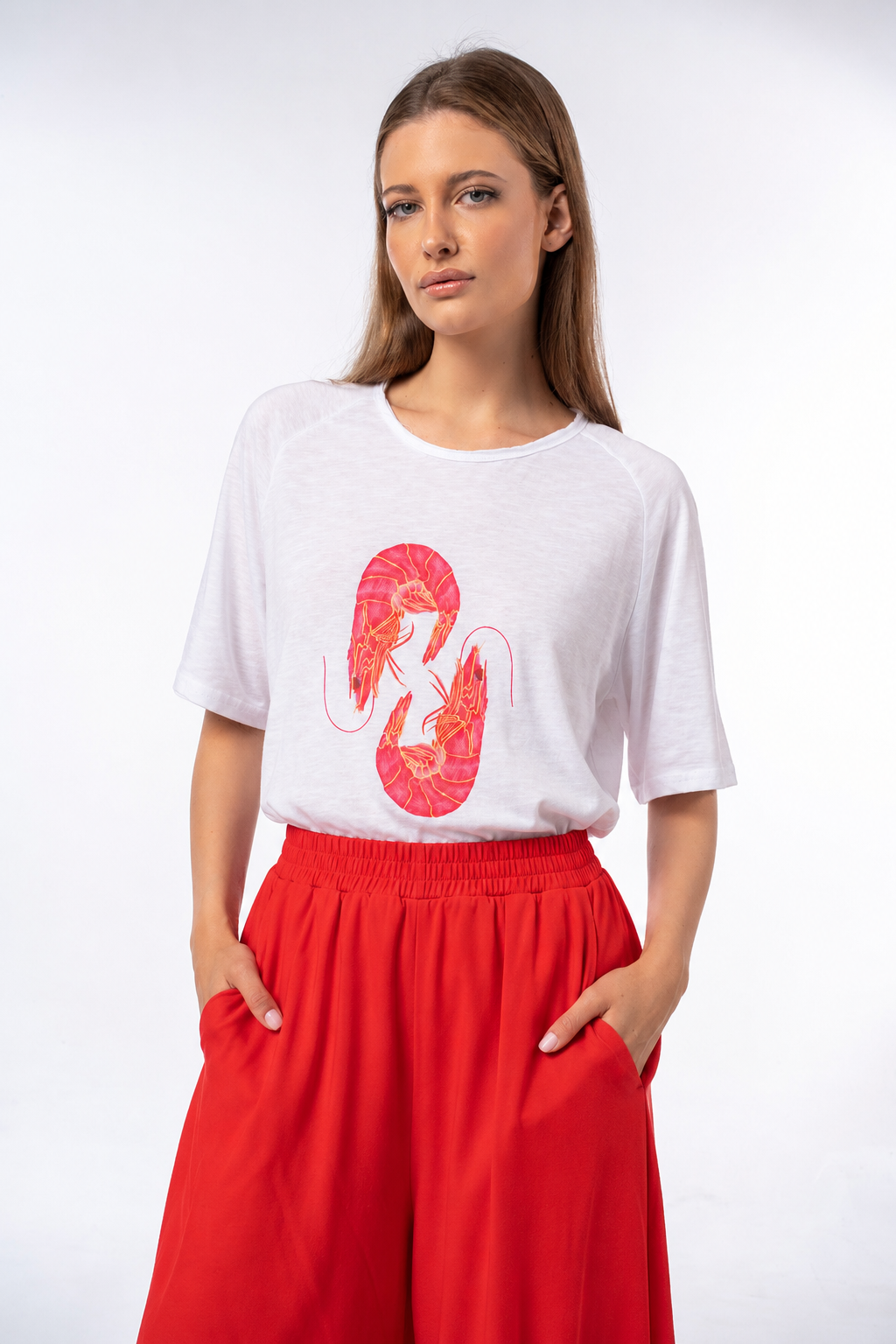 T-Shirt Λευκό με στάμπα shrimp