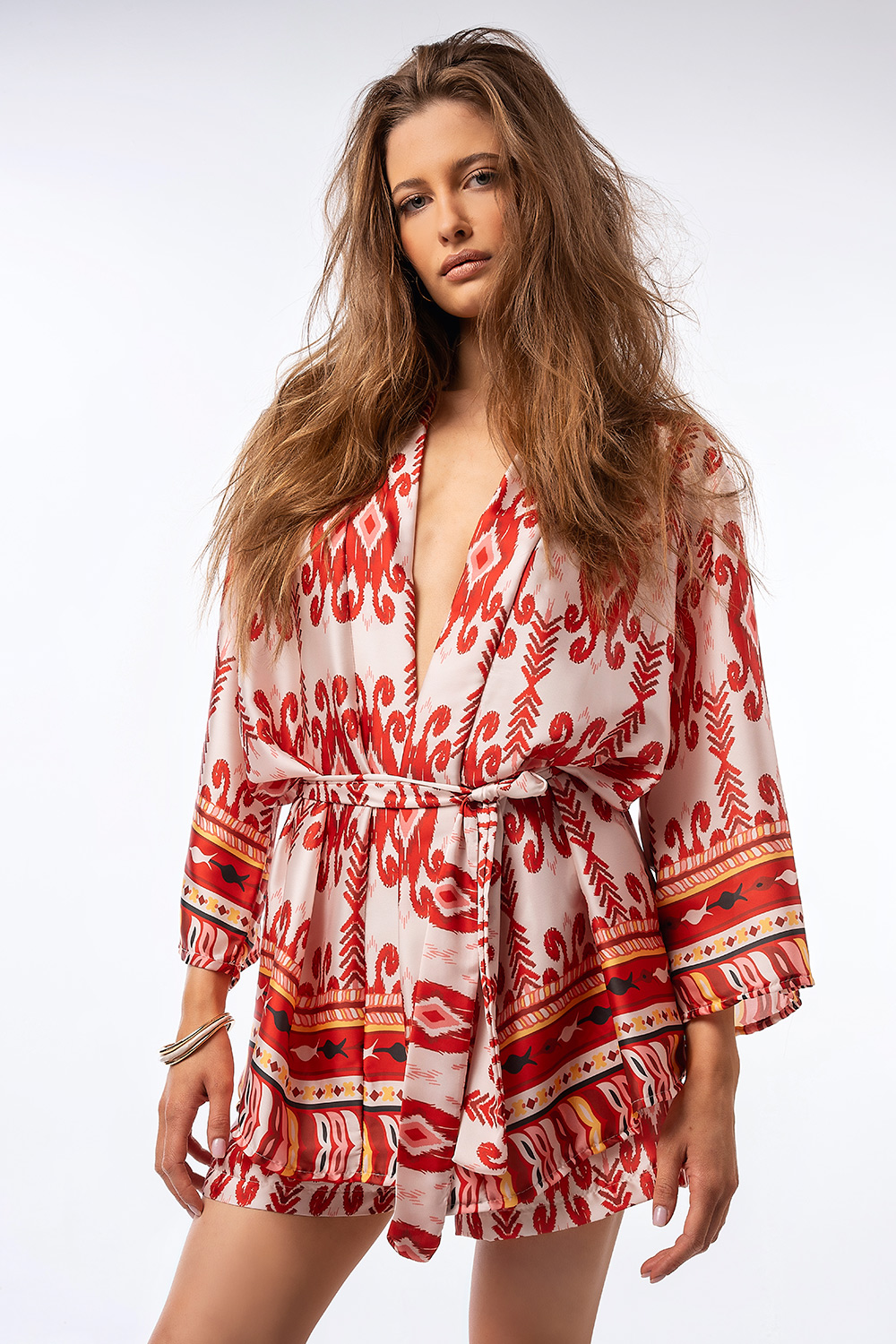 Κιμονό με Έθνικ Print & Ζώνη - Image 3