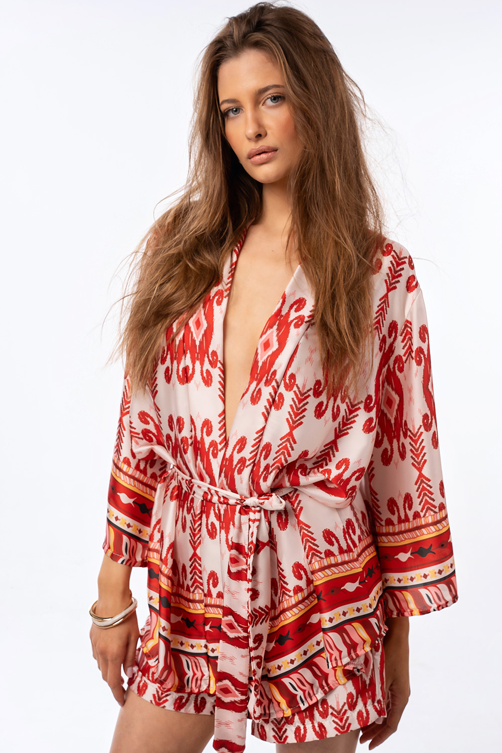 Κιμονό με Έθνικ Print & Ζώνη