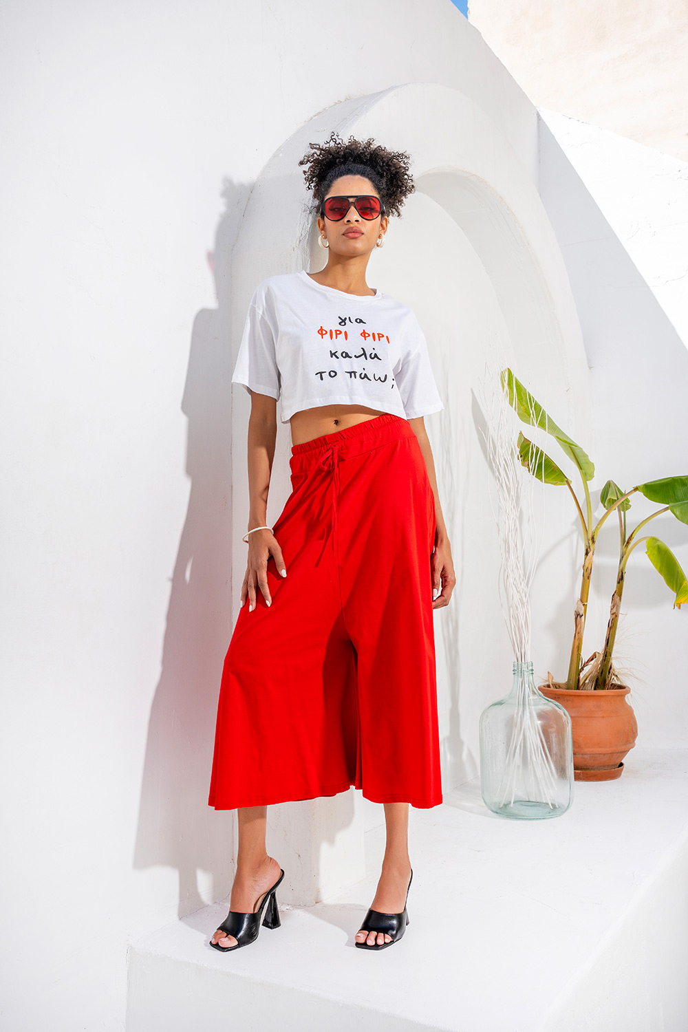 Λευκό Crop T-Shirt “ΦΙΡΙ ΦΙΡΙ” - Image 3