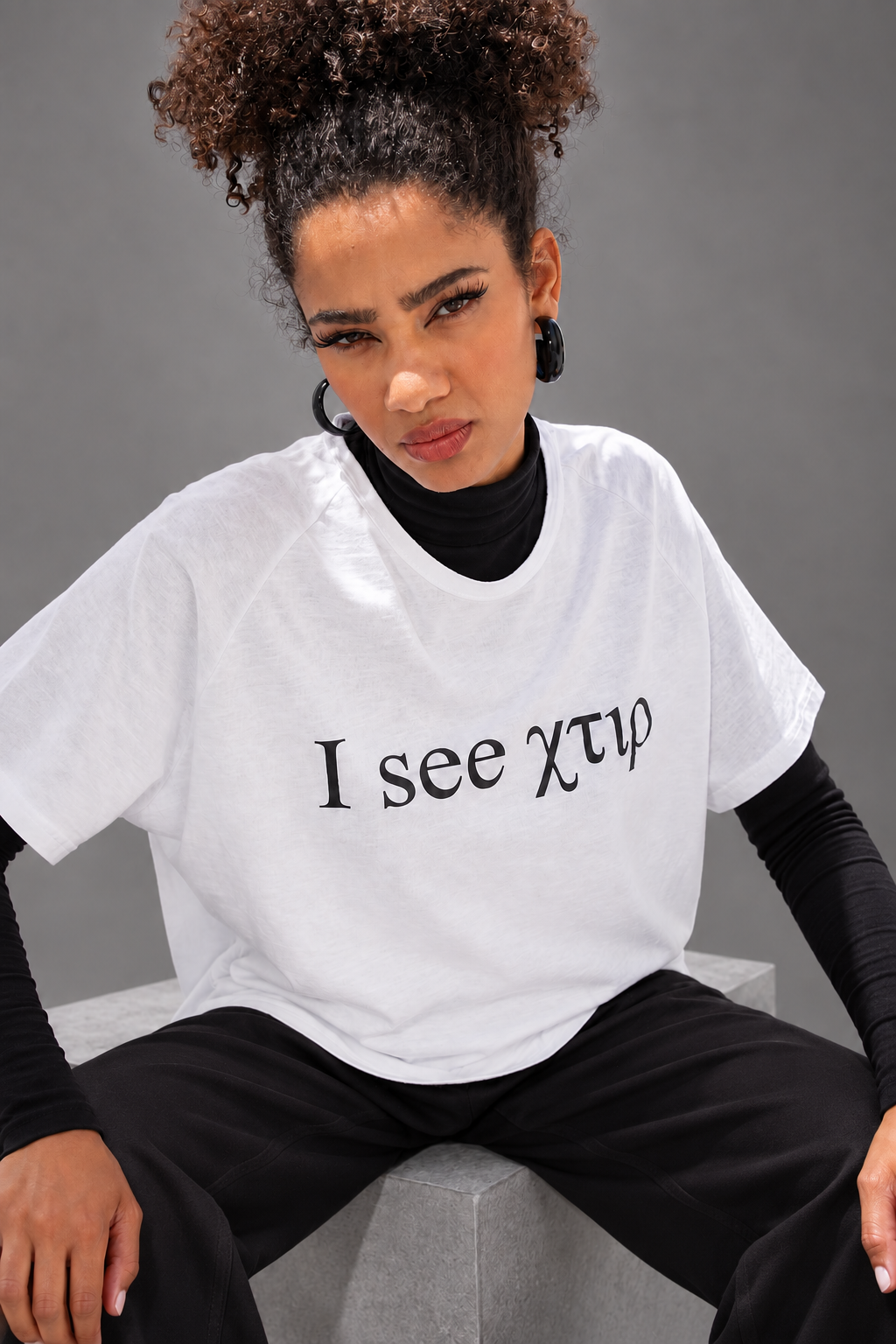 Λευκό T-Shirt “I see χτιρ”
